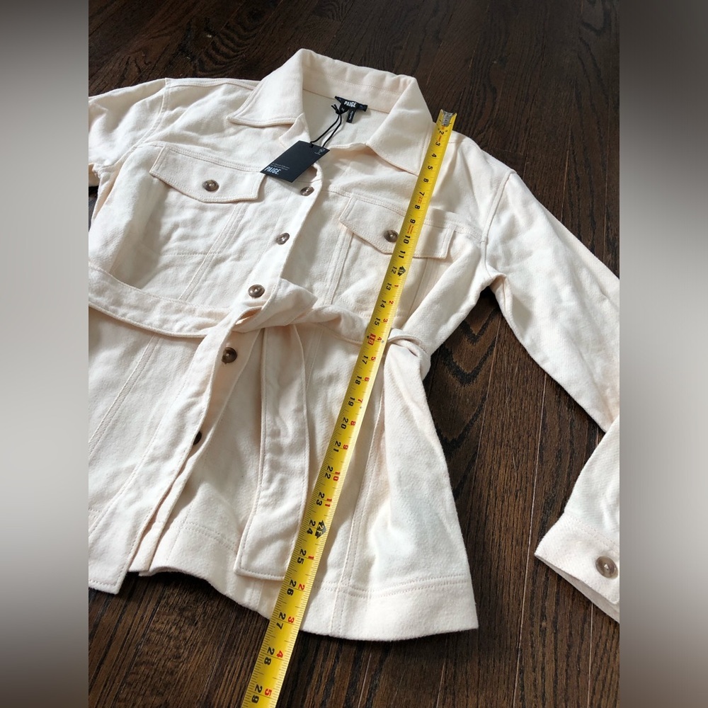 *NWT* PAIGE Women’s M Jansyn Shacket Oversized Jacket w/Belt in Ecru Twill - Picture 8 of 12